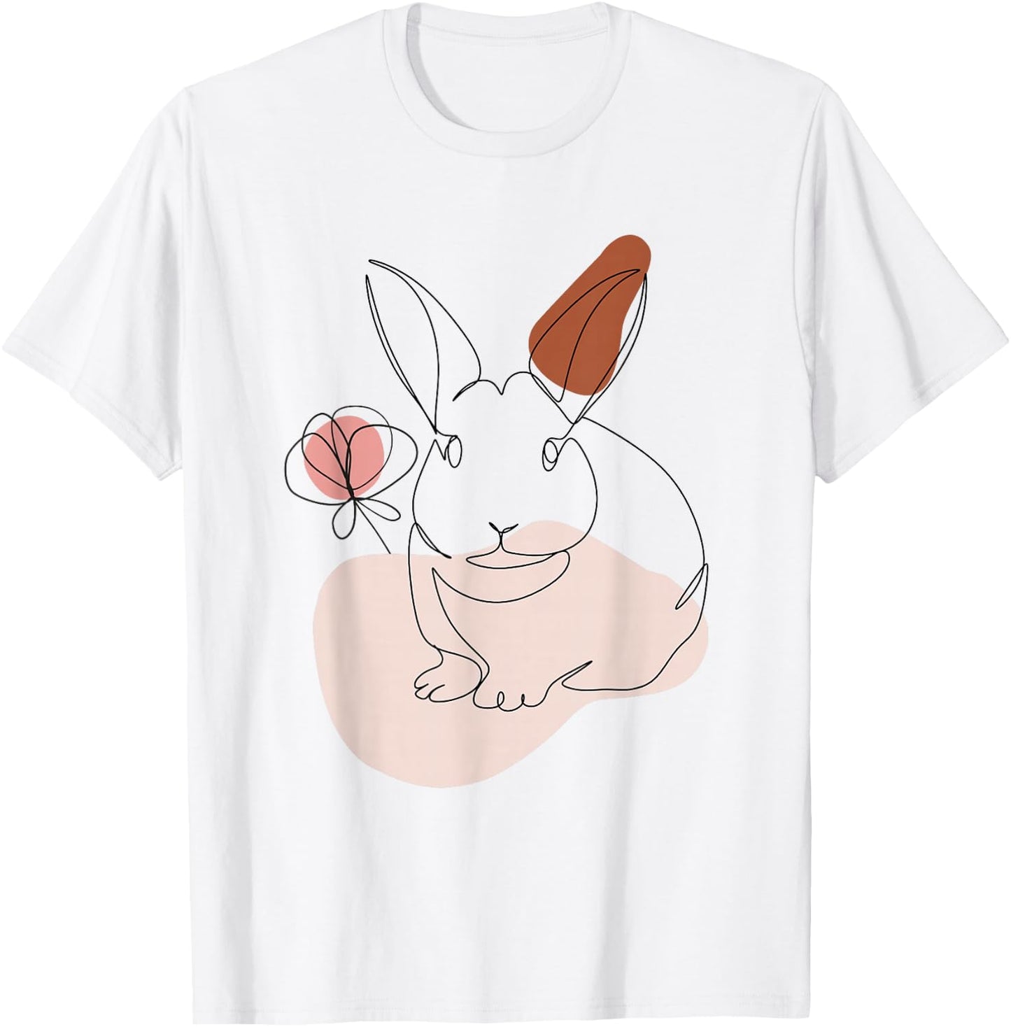 Rabbit Line Art Abstract Minimalist Bunny Face T-Shirt - T-Shirt | White