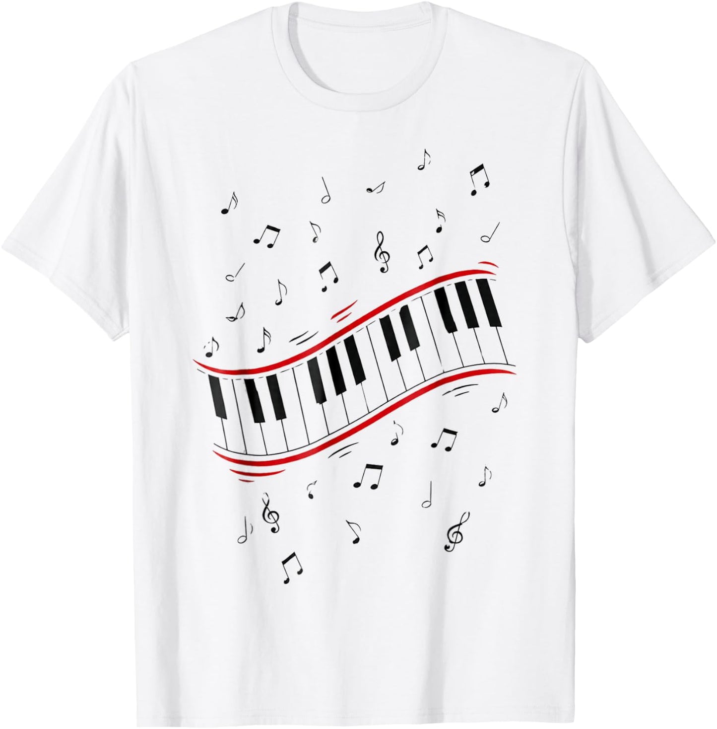 Retro Piano Keyboard Music Notes 80s Vibe T-Shirt - T-Shirt | White