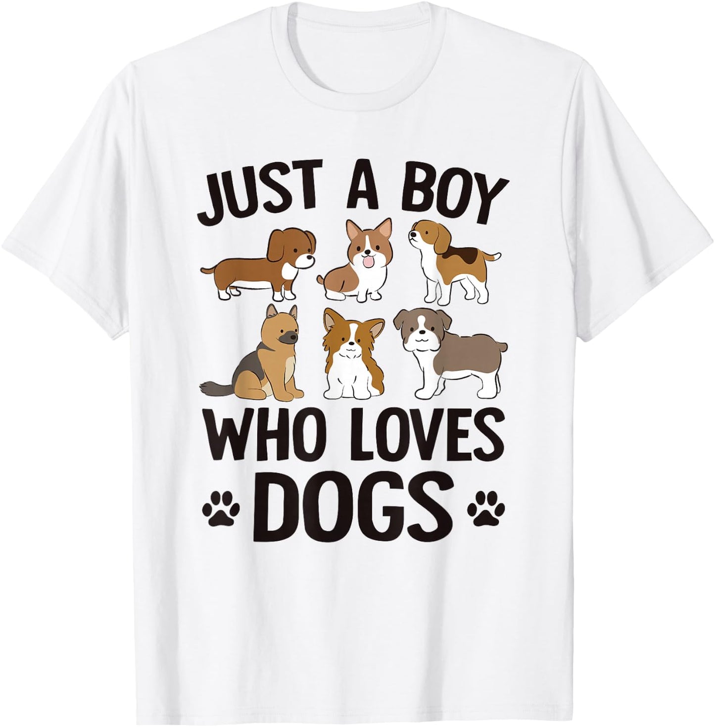 Just A Boy Who Loves Dogs Boys Toddler Puppy Dog Lover T-Shirt - T-Shirt | White