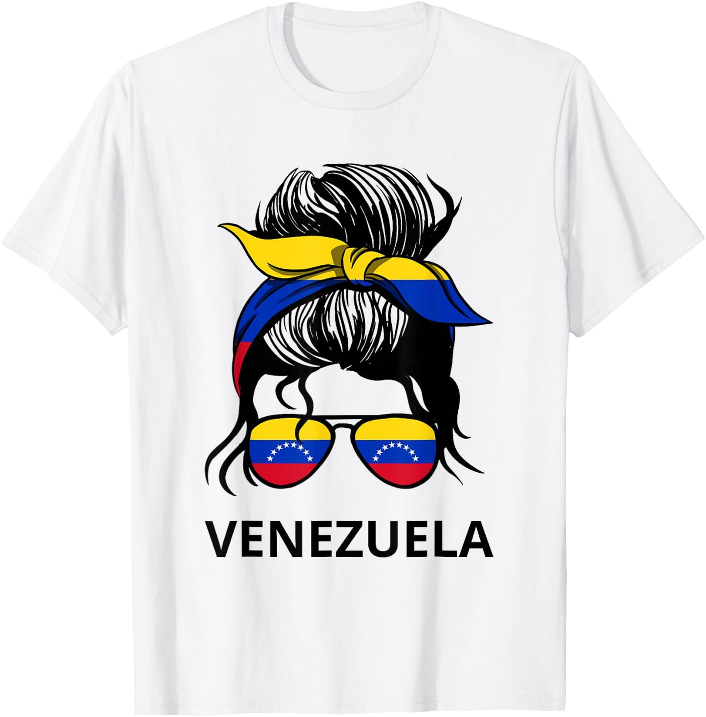 Messy Bun Girl Venezuela Pride Latina Venezuelan Women T-Shirt - T-Shirt | White