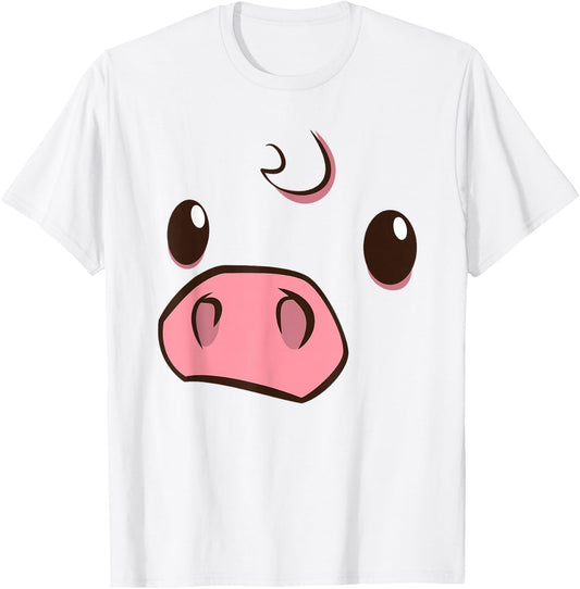 Cute Pig Animal Face Disguise Costume Swine Easy Halloween T-Shirt - T-Shirt | White