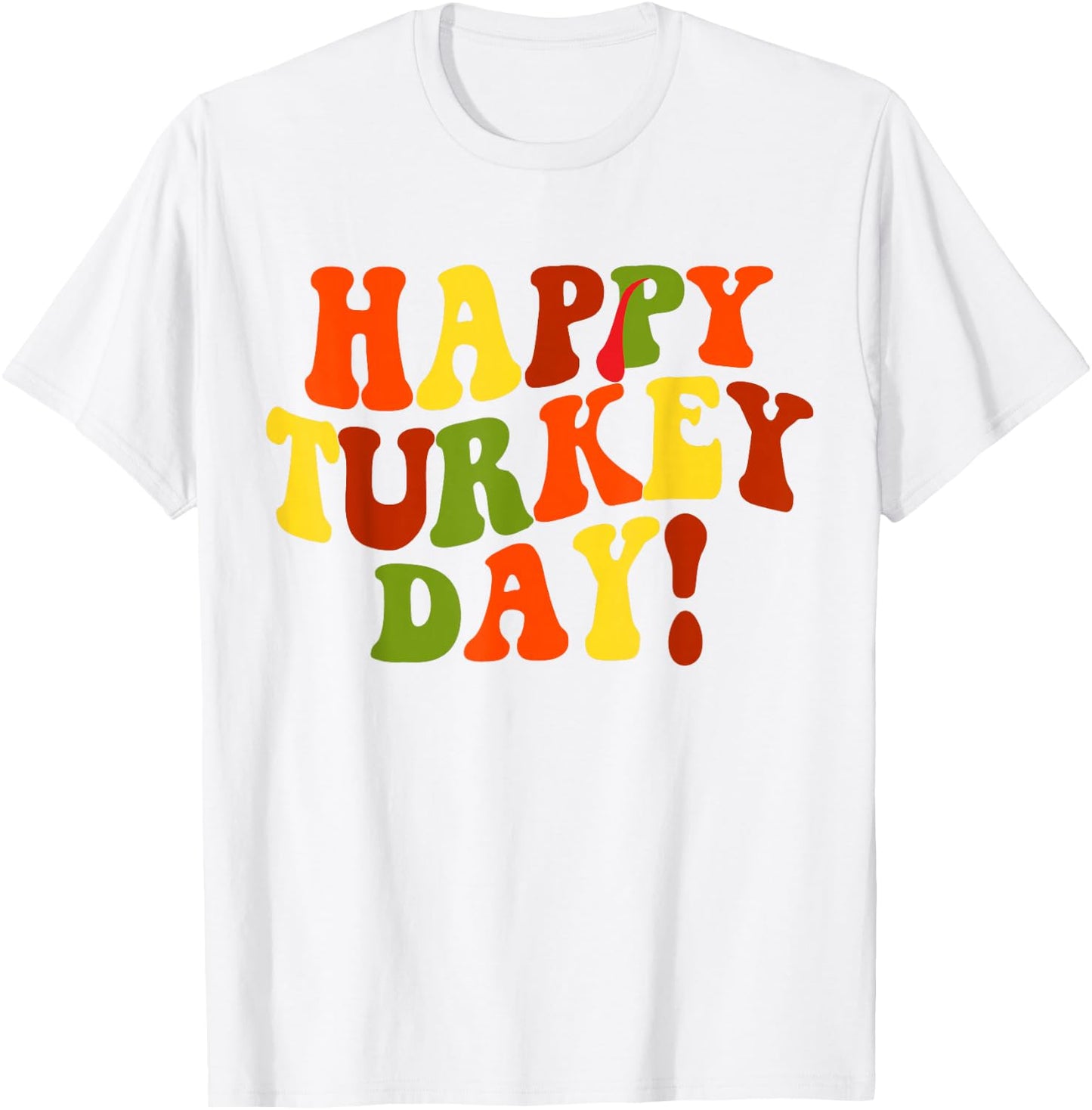 Happy Turkey Day Groovy Thanksgiving Fall Season -Adults Kids Black Small Short Sleeve Thanksgiving T-Shirt - T-Shirt | White