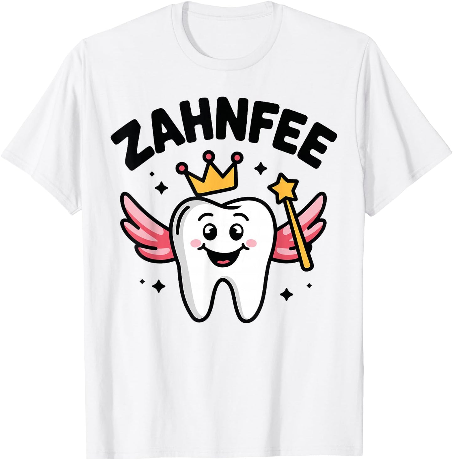Zahnfee Shirt Damen, Weiß, Kurzarm, Small, EU 41, Cartoon, Kreuzrücken, Casual, Kostümparty T-Shirt - T-Shirt | White