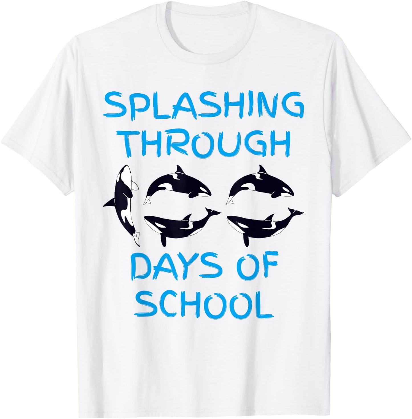 Splashing Through 100 Days of School Orca Killer Whale Kids T-Shirt - T-Shirt | White