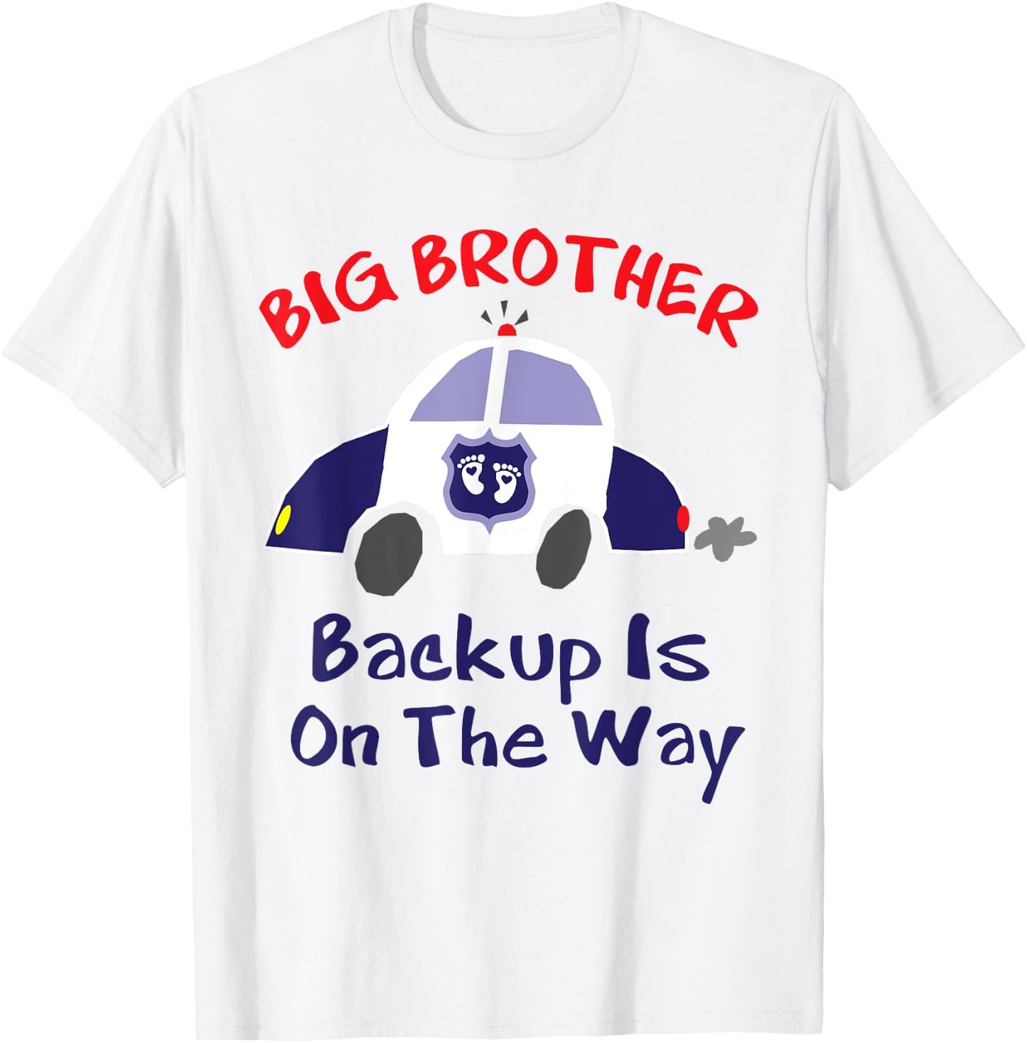 Funny Big Brother Pregnancy Announcement Shirt Police Car T-Shirt - T-Shirt | White