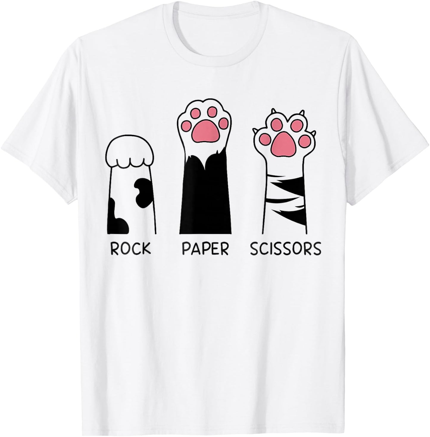 Rock Paper Scissors Cat Paws Cute Kitten Lover Cat T-Shirt - T-Shirt | White