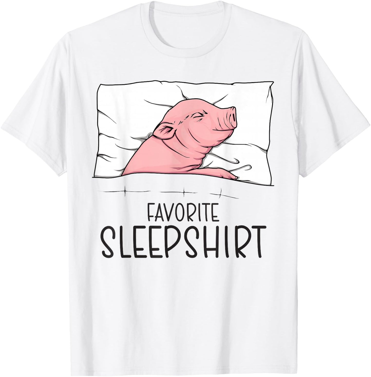 Favorite Sleepshirt, Napping Pig, Piglet & Piggy Pajama T-Shirt - T-Shirt | White