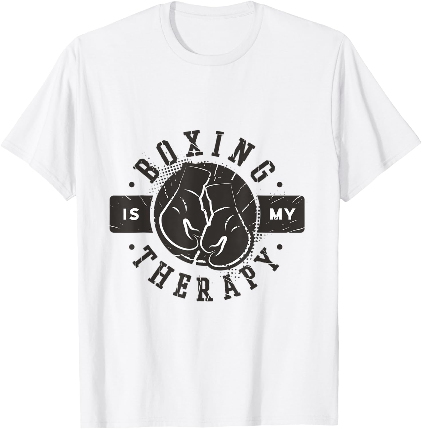 Vintage Distressed Funny Boxing is my Therapy T-Shirt - T-Shirt | White