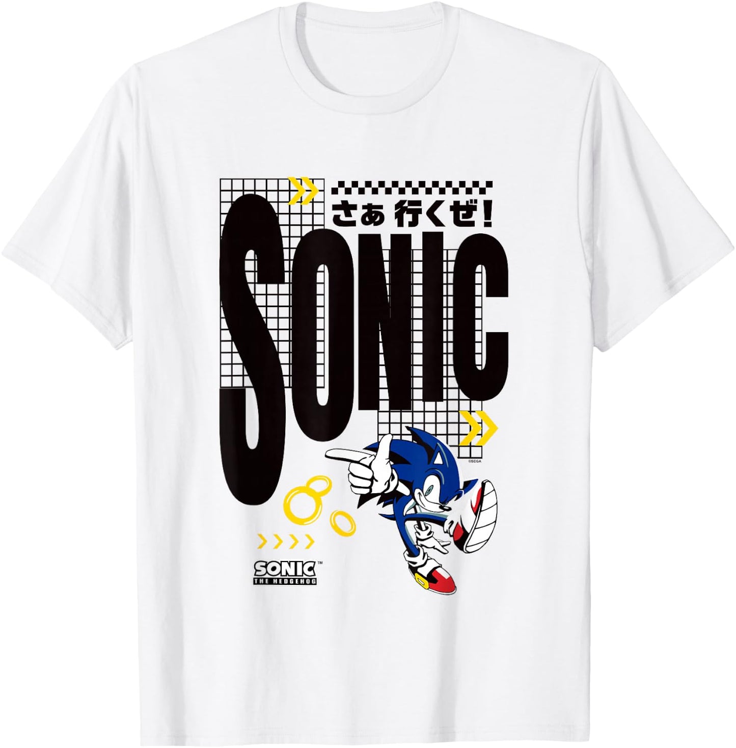 Sonic The Hedgehog Let's Go! Sonic Vintage Kanji Shot T-Shirt - T-Shirt | White