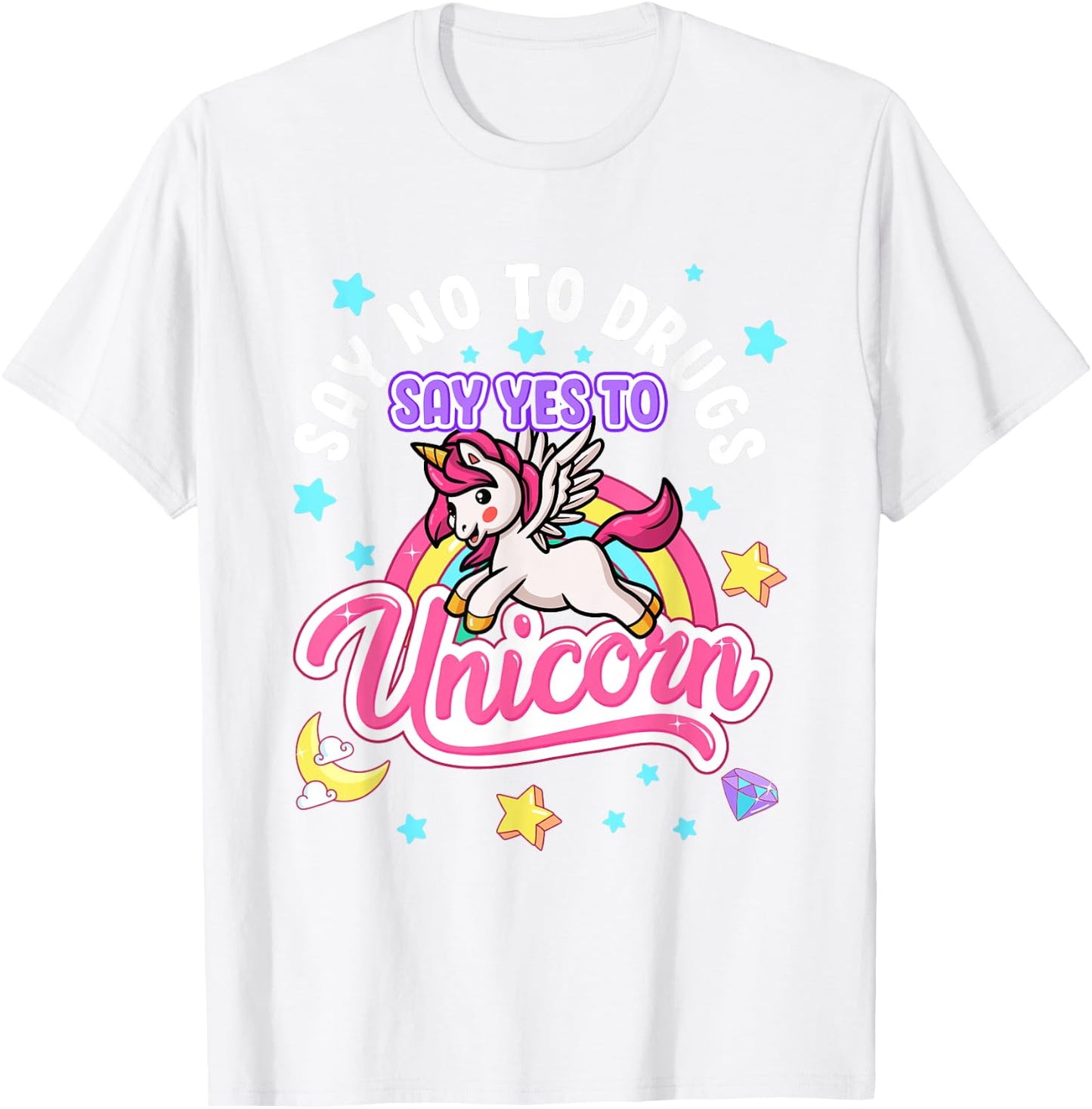 Say No Say Yes to Unicorns Red Ribbon Week T-Shirt - T-Shirt | White
