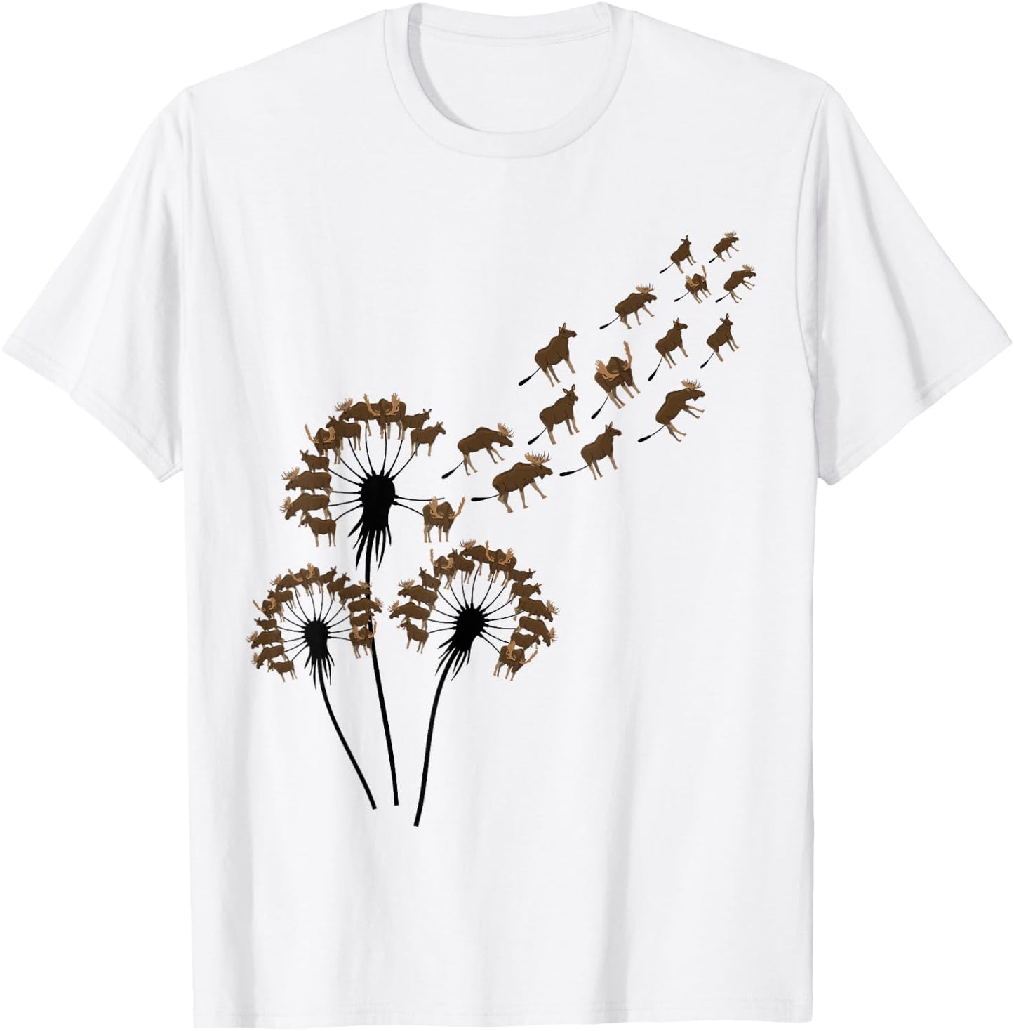 Flower Dandelion Moose Stuff for Moose Lover | Moose T-Shirt - T-Shirt | White