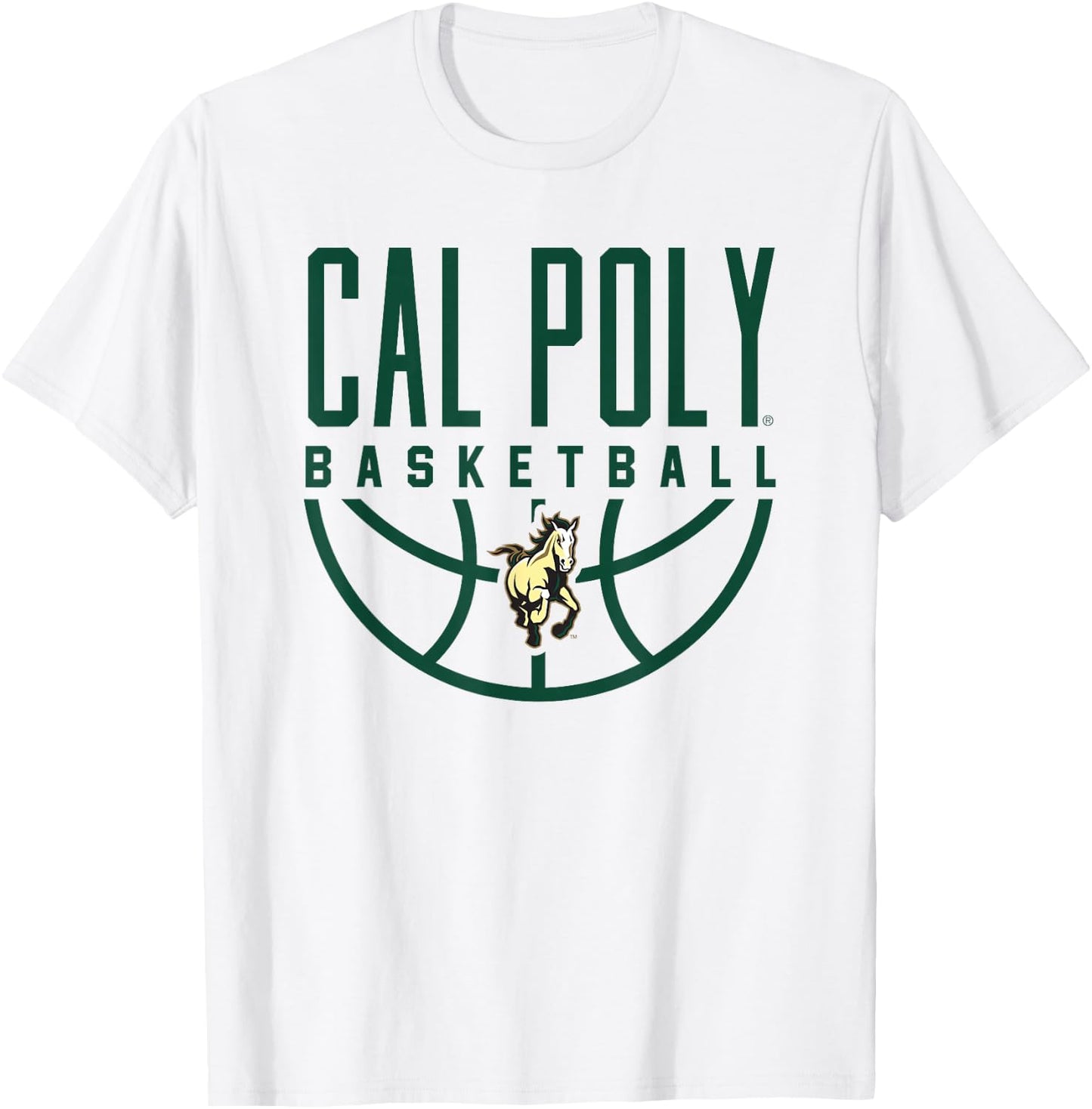 Cal Poly Mustangs Basketball Arch T-Shirt - T-Shirt | White
