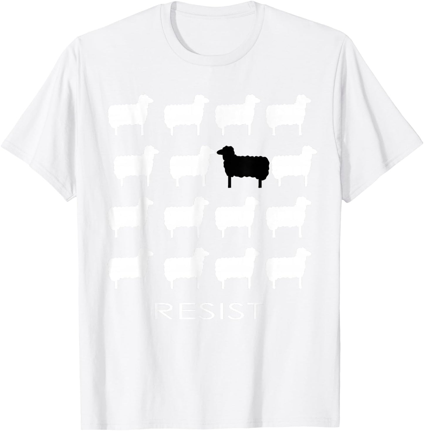 White and Black Sheep Resist Empowering Dissent Resistance T-Shirt - T-Shirt | White