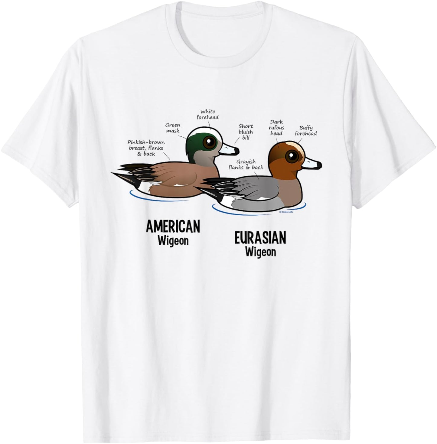 Wigeon Versus Wigeon Cute Cartoon Duck Waterfowl Statistics T-Shirt - T-Shirt | White