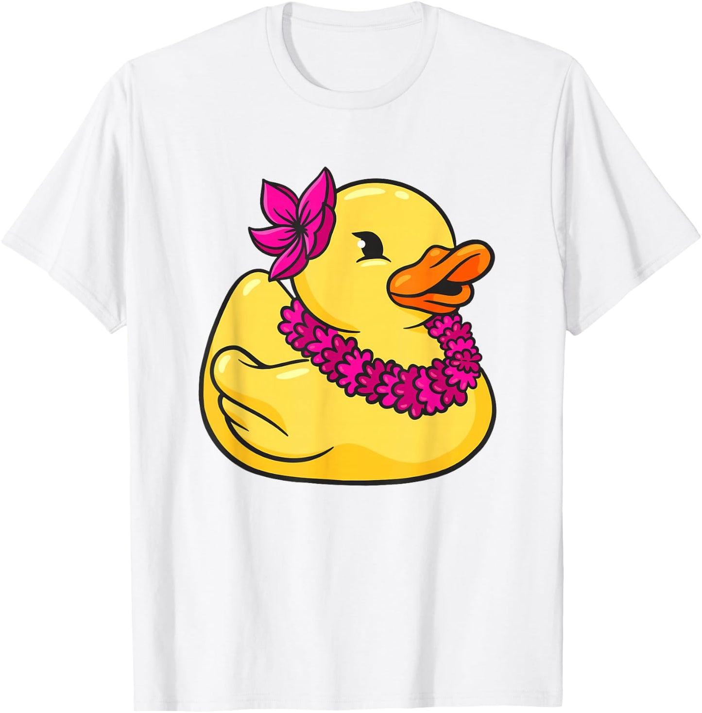 Hawaiian Rubber Duck Flower Wreath T-Shirt - T-Shirt | White