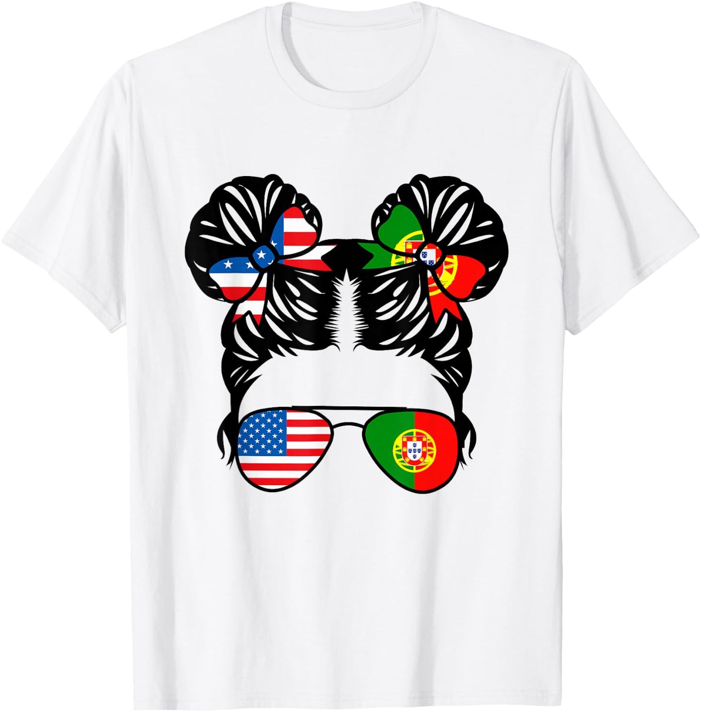 Half American Half Portuguese Girl USA Portugal Flag Patriot T-Shirt - T-Shirt | White