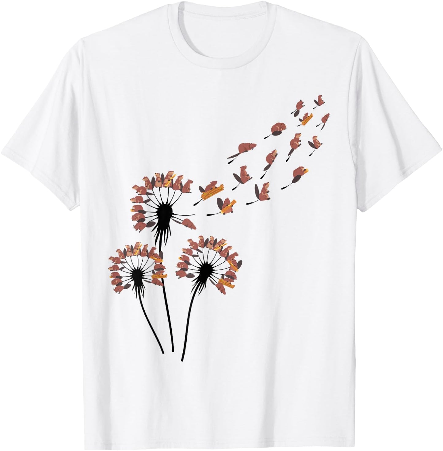 Flower Dandelion Beavers Stuff for Beaver Lover | Beaver T-Shirt - T-Shirt | White
