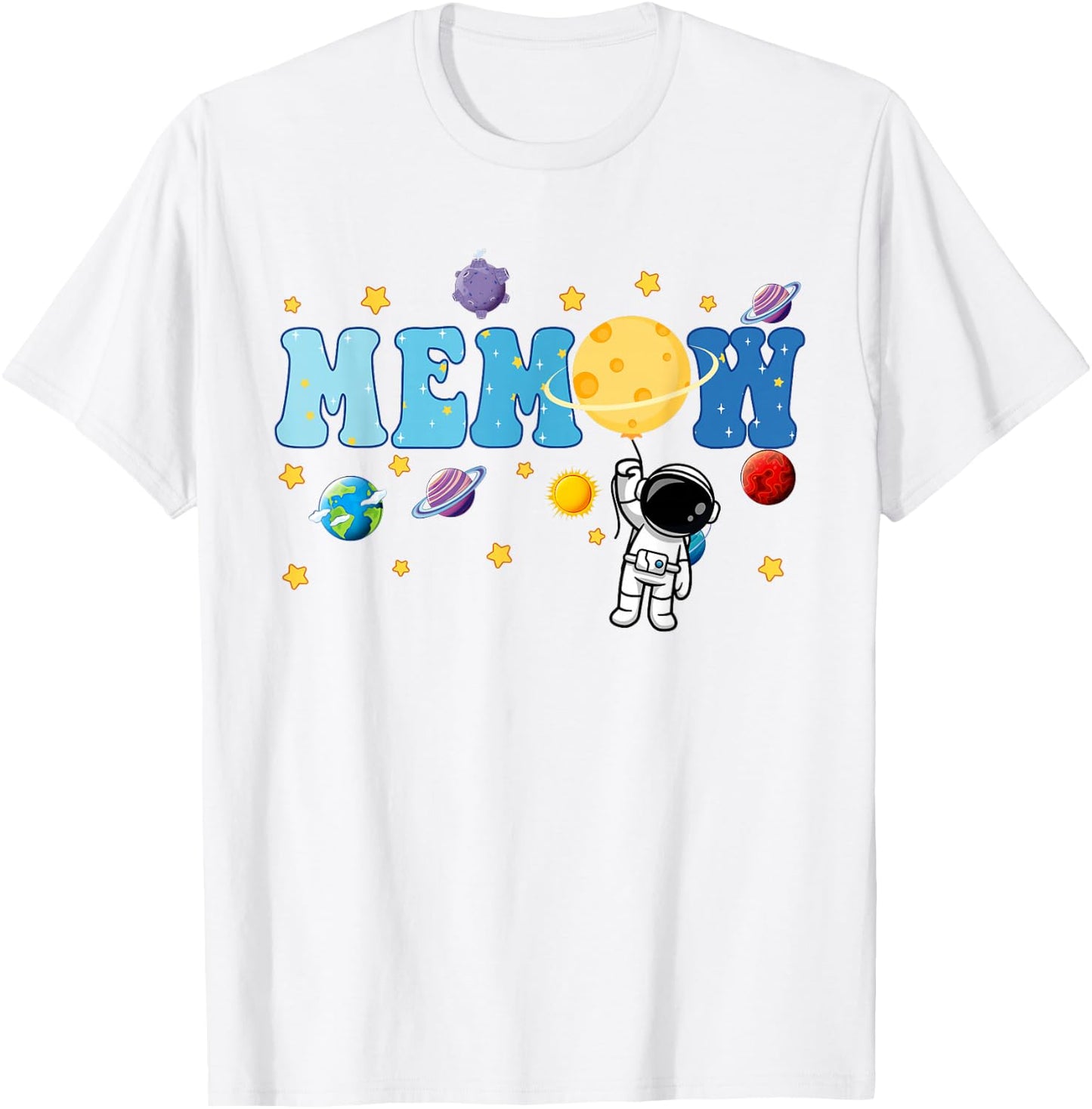 Memaw of The Bday Boy Astronaut Space Planets Family T-Shirt - T-Shirt | White