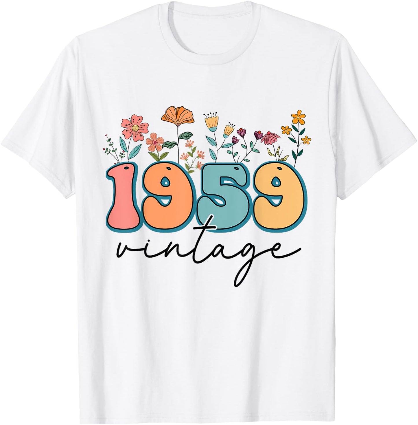 1959 Vintage Floral 65th Birthday 65 Years Old Flower Women T-Shirt - T-Shirt | White