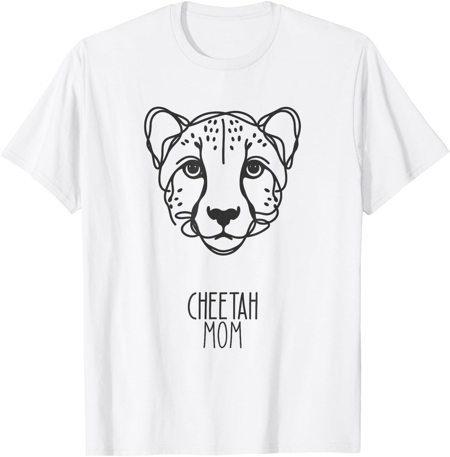 Line Art Best Cheetah Mom Women Cheetah T-Shirt - T-Shirt | White