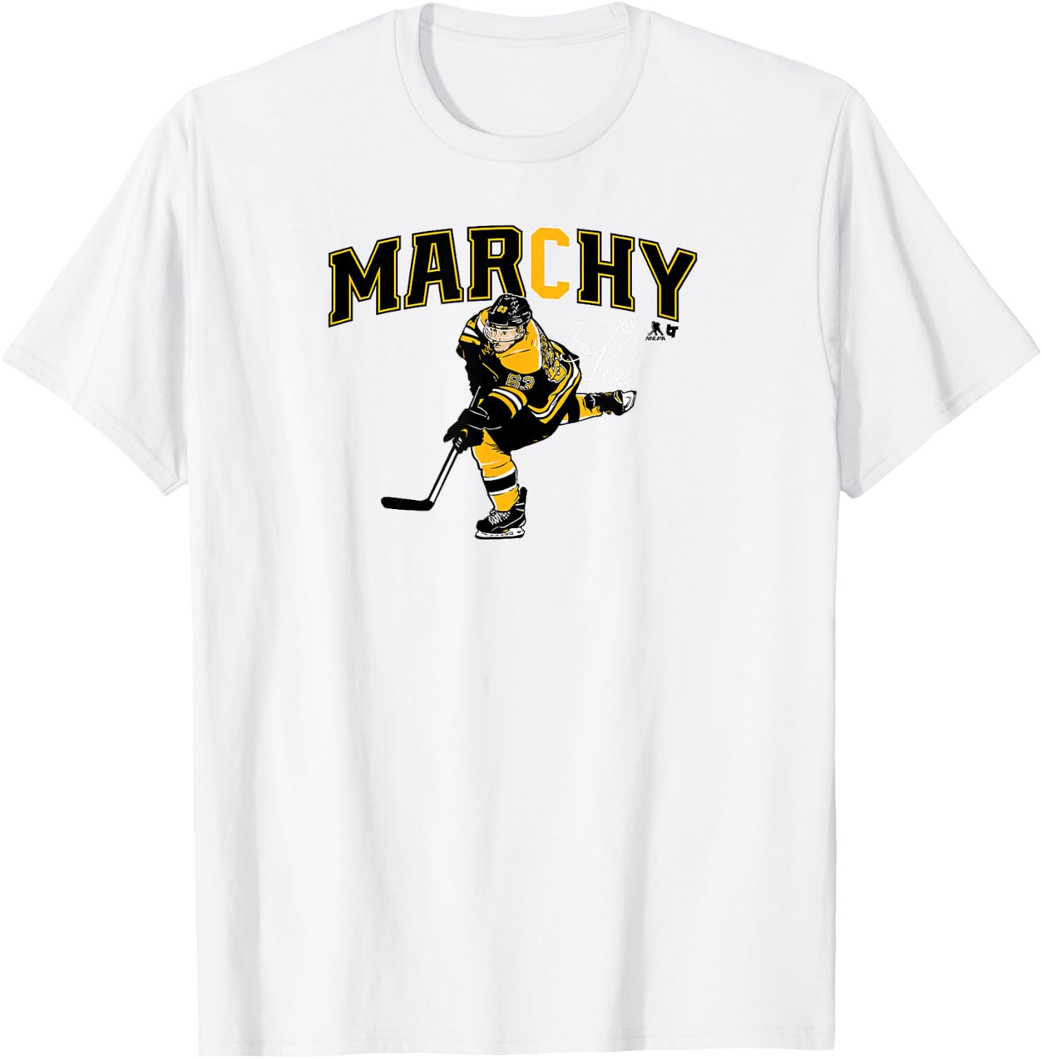 Brad Marchand - Captain Marchy - Boston Hockey T-Shirt - T-Shirt | White