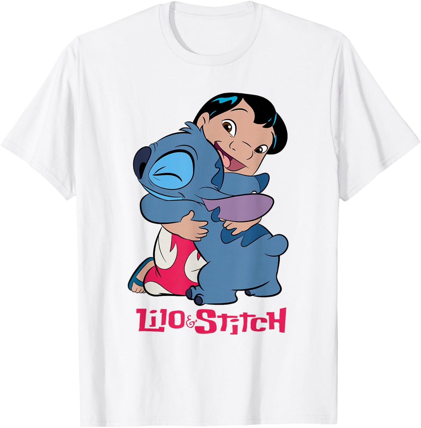 Disney Lilo & Stitch 90s Hug , Blue, S T-Shirt - T-Shirt | White