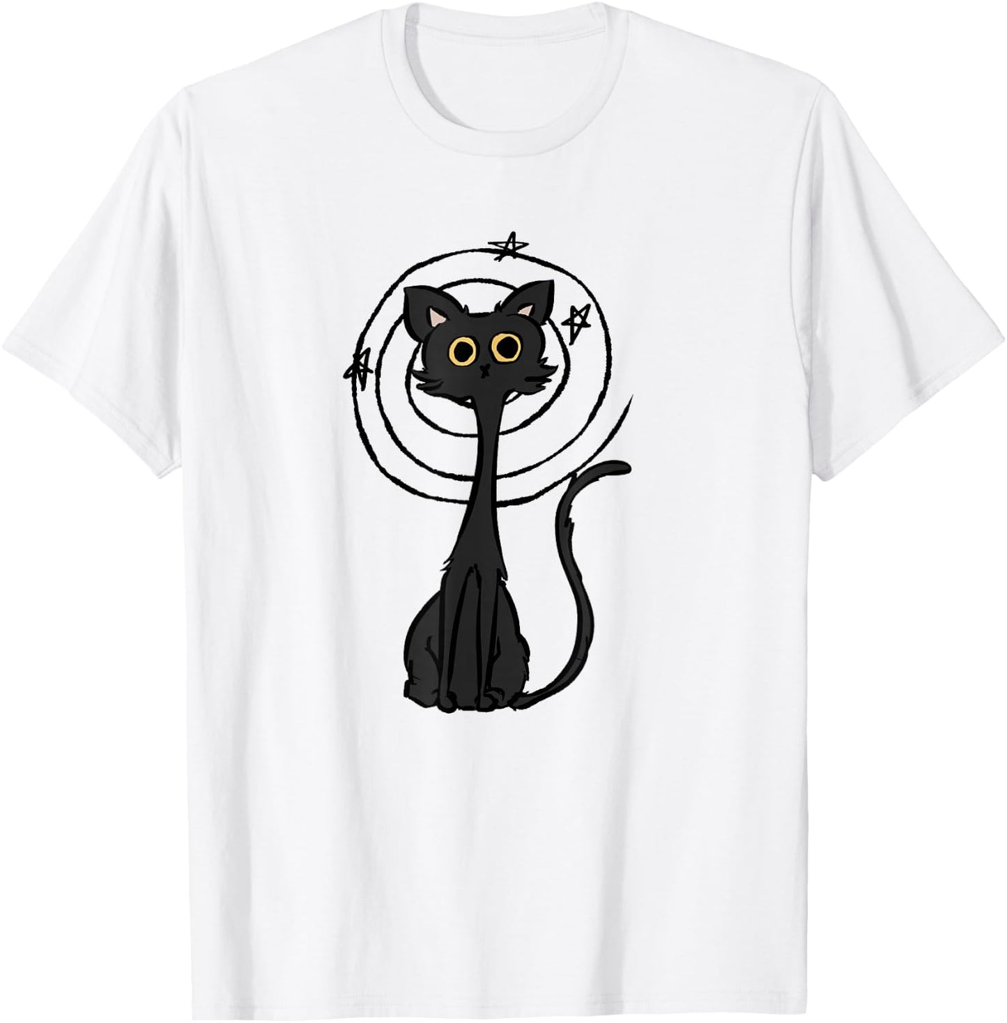 Y2K 90s Confused Crazy Mad Tomcat Cat under Starry T-Shirt - T-Shirt | White