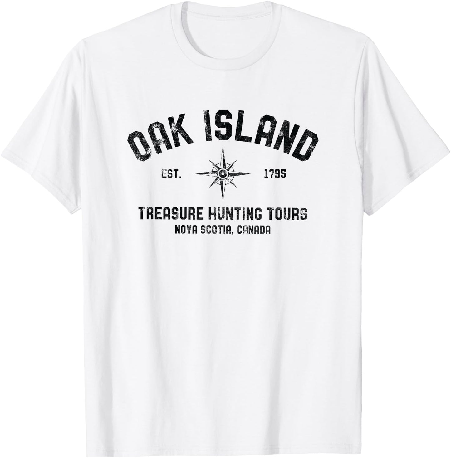 Oak Island Treasure Hunting Tours Vintage Compass Mystery T-Shirt - T-Shirt | White