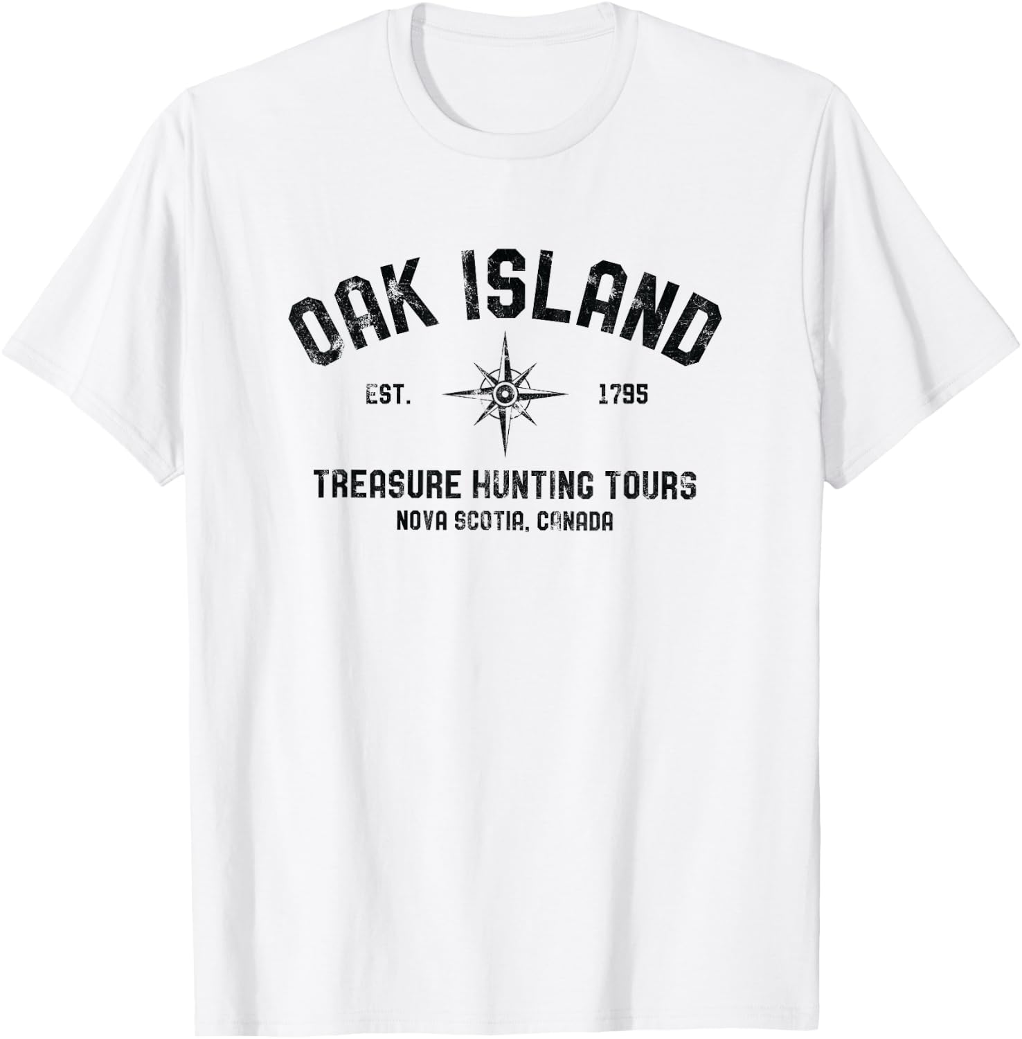 Oak Island Treasure Hunting Tours Vintage Compass Mystery T-Shirt - T-Shirt | White