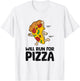Will Run For Pizza Funny Pizza Running T-Shirt - T-Shirt | White