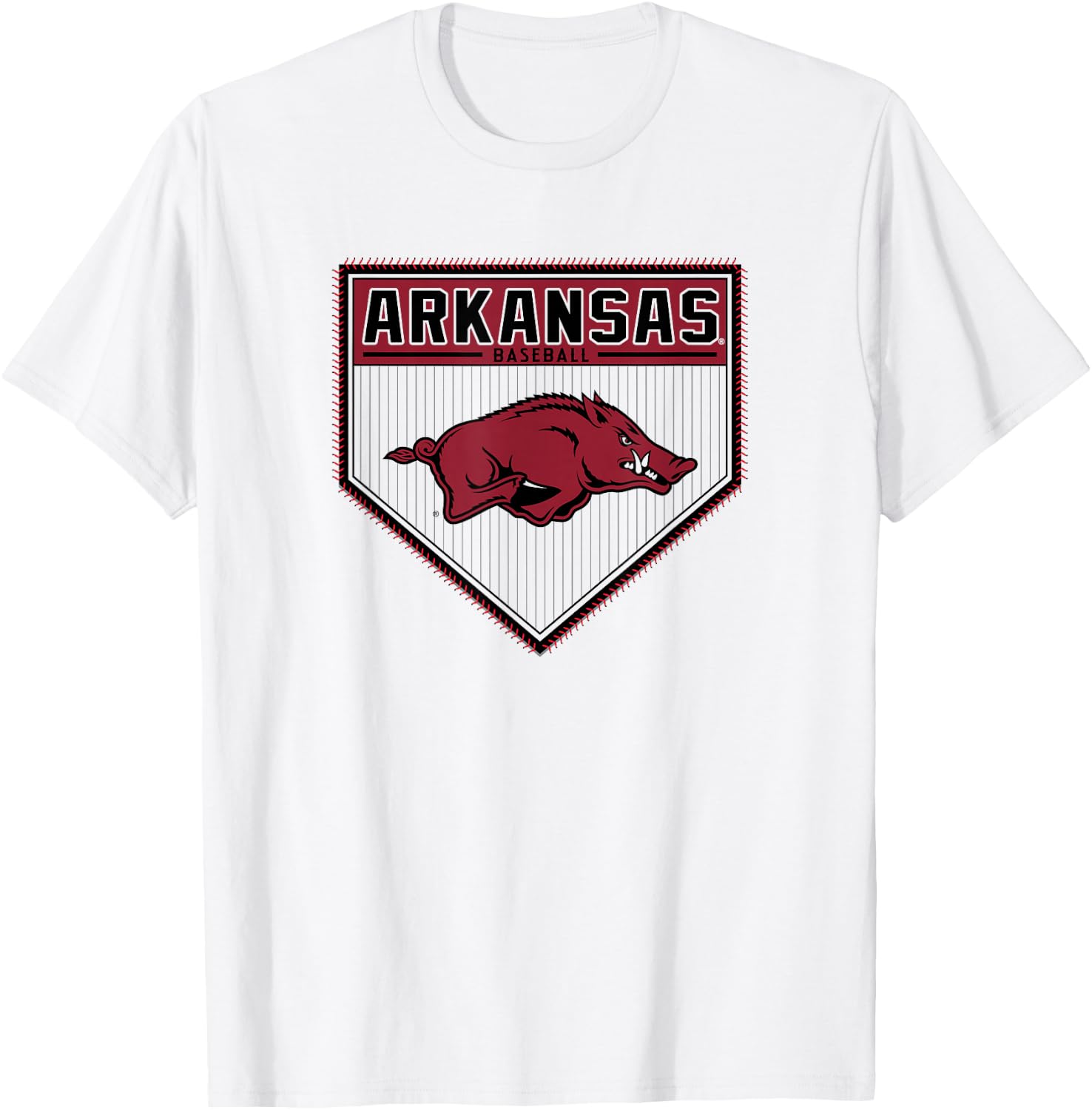 Arkansas Razorbacks Baseball Homeplate White T-Shirt - T-Shirt | White