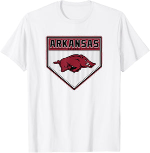 Arkansas Razorbacks Baseball Homeplate White T-Shirt - T-Shirt | White