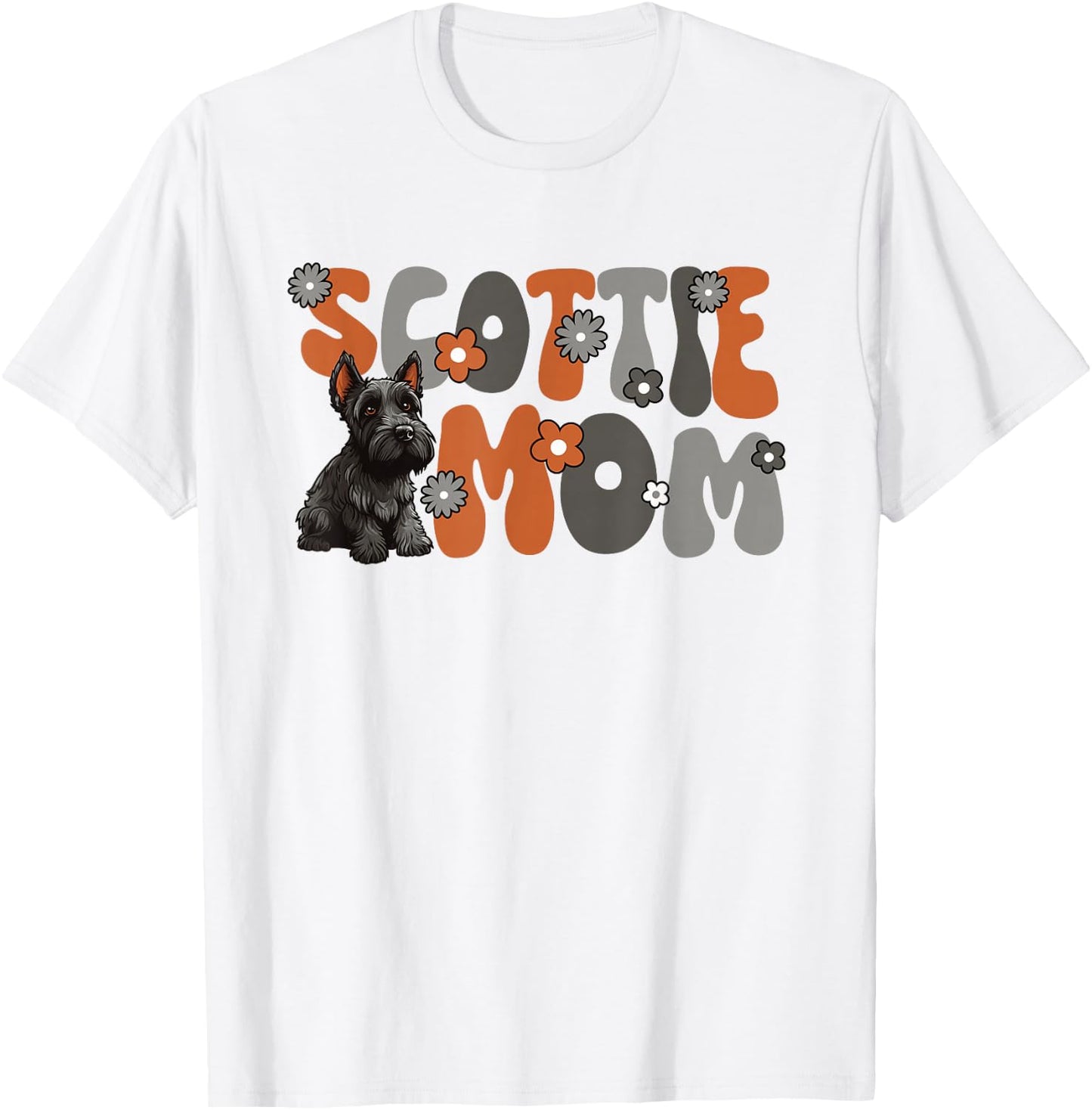 Scottish Terrier Groovy World's Best Scottie Mom T-Shirt - T-Shirt | White