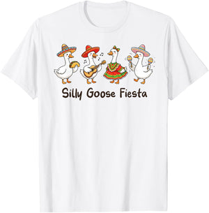 Funny Silly Goose Mexican Cinco de Mayo Goose Fiesta Goose T-Shirt - T-Shirt | White