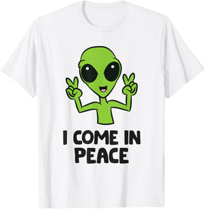 Alien I Come In Peace Space Rave EDM Music Alien T-Shirt - T-Shirt | White