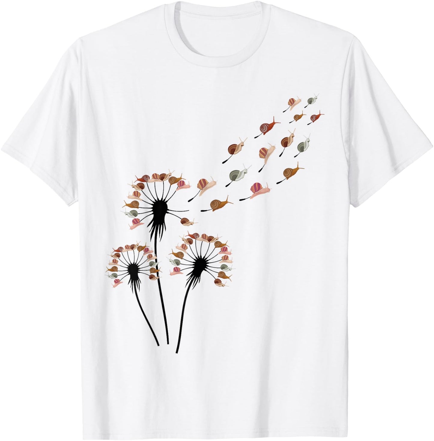 Snail Shirts -Adults Dandelion Snail , Grey, Small T-Shirt - T-Shirt | White