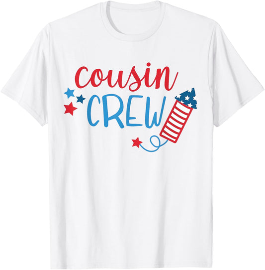 4th of July Cousin Crew Firecracker Red White Blue Kids T-Shirt - T-Shirt | White