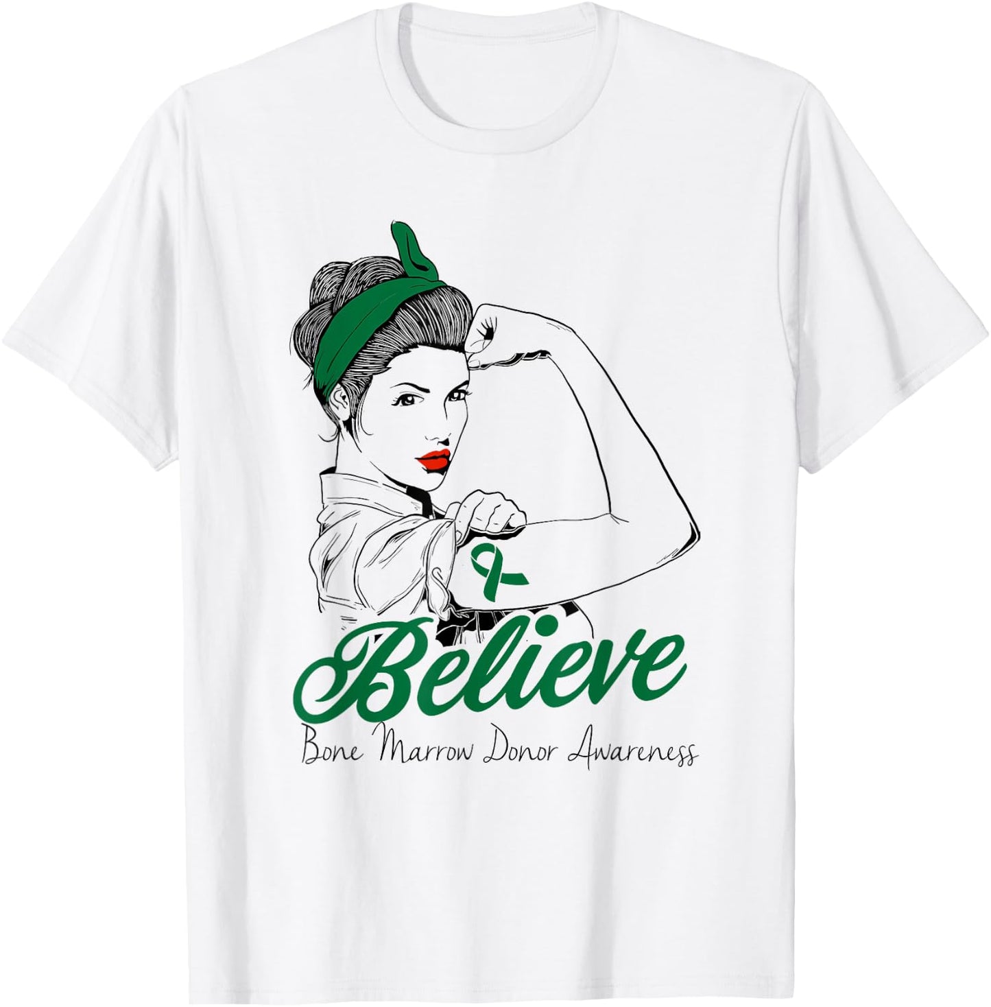 Bone Marrow Donor Unbreakable Green Ribbon Superhero Gift T-Shirt - T-Shirt | White