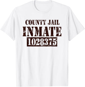 Prisoner Costume Halloween County Jail Inmate Men Women T-Shirt - T-Shirt | White