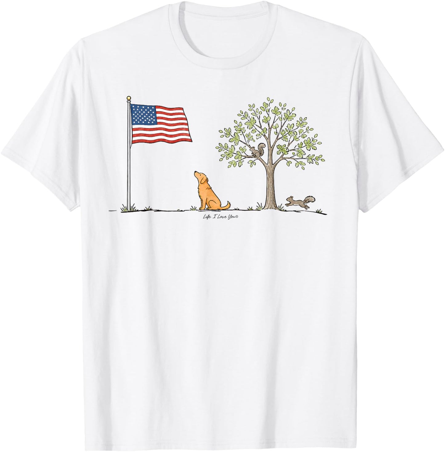 Patriotic American Flag Dog Lovers 4th of July T-Shirt - T-Shirt | White