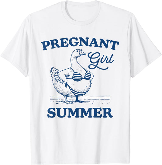 Pregnant Girl Summer Funny Goose Mama Hawaii Beach Vacation T-Shirt - T-Shirt | White