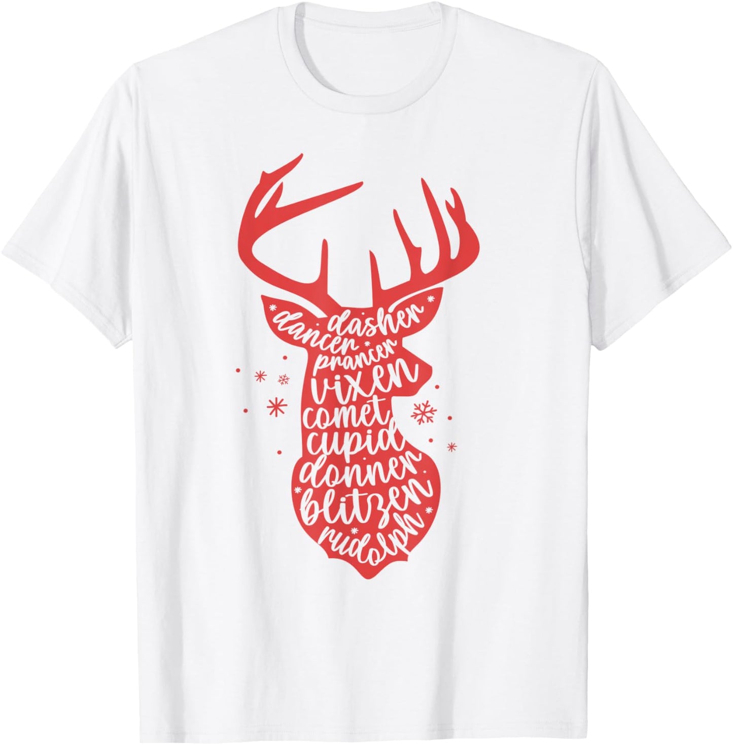 Christmas Reindeer Names Cute Holiday Rudolph Kids T-Shirt - T-Shirt | White