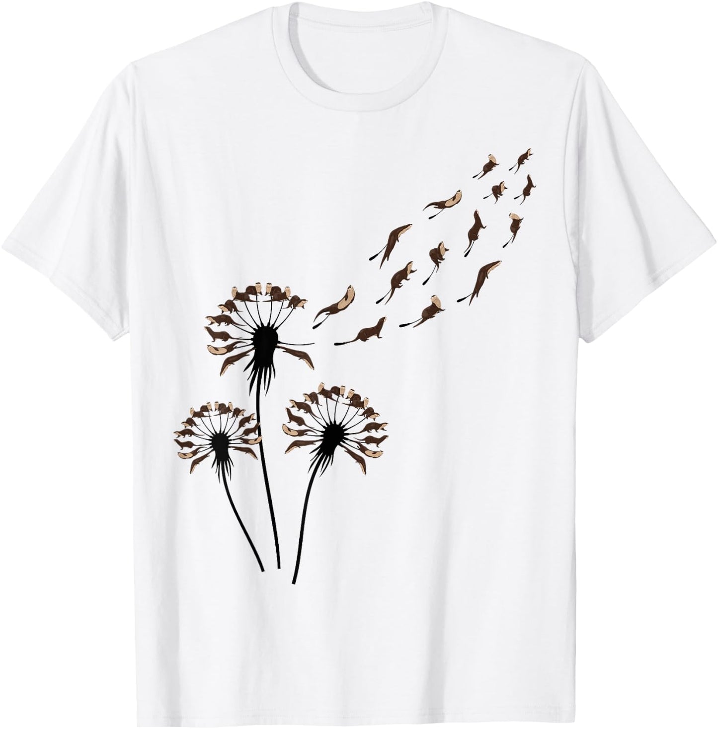 Flower Dandelion Otters Shirt for Otter Lover | Otter T-Shirt - T-Shirt | White
