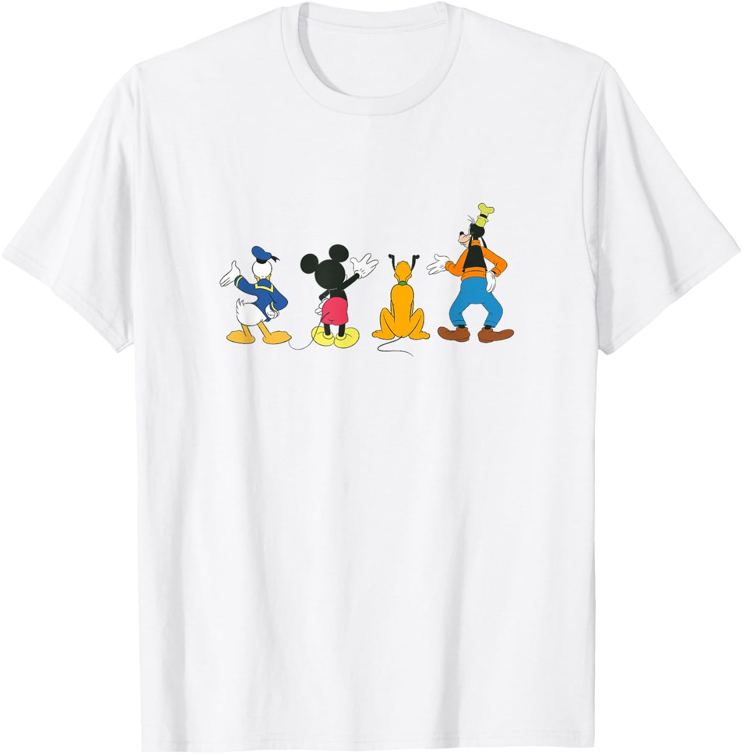 Disney Mickey And Friends Retro Backside Best Friend Line Up T-Shirt - T-Shirt | White