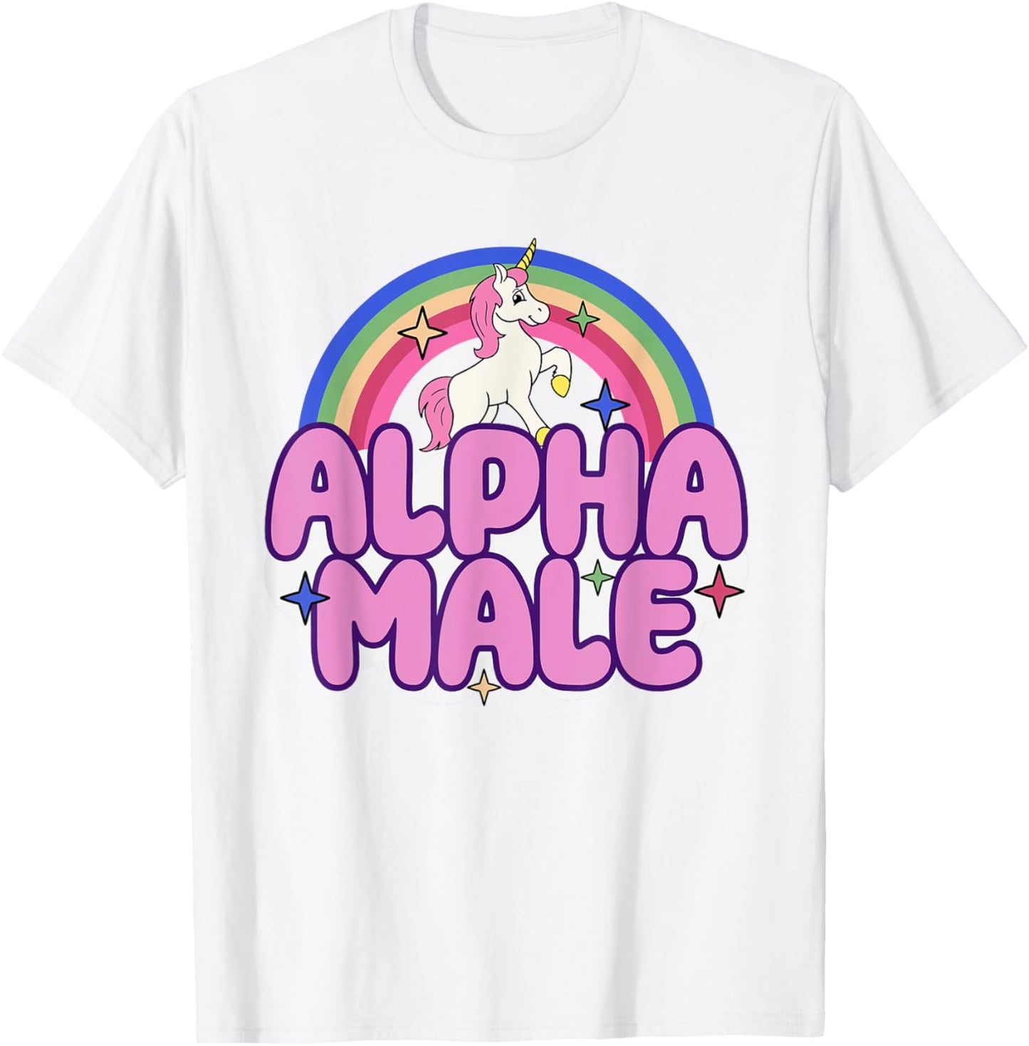 Ironic Male Alpha Unicorn Funny Sarcastic Funny Meme , blue T-Shirt - T-Shirt | White