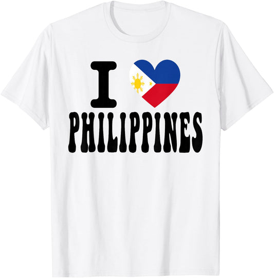 I Love Philippines Heart Flag Retro Travel Souvenir T-Shirt - T-Shirt | White