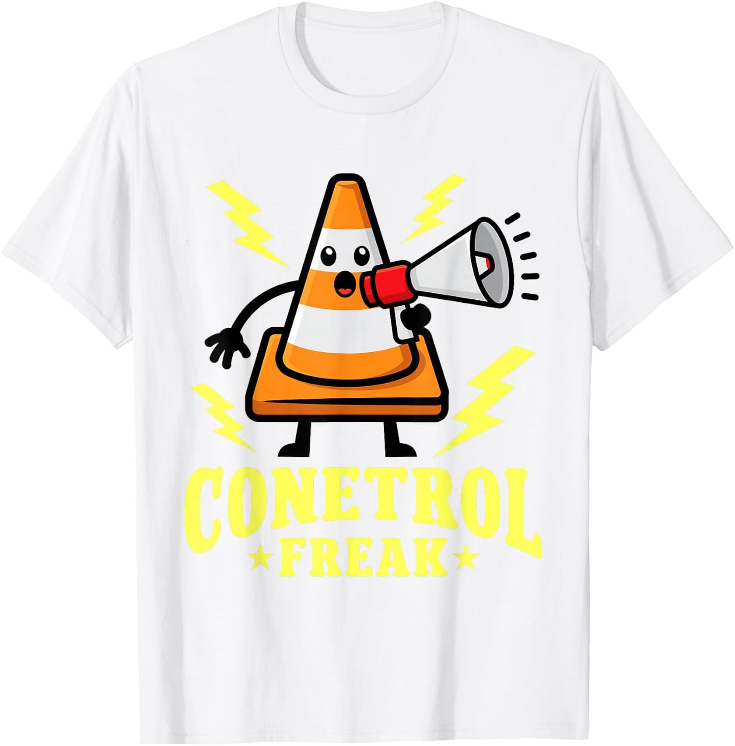 Funny Halloween Orange Traffic Cone Conetrol Freak T-Shirt - T-Shirt | White