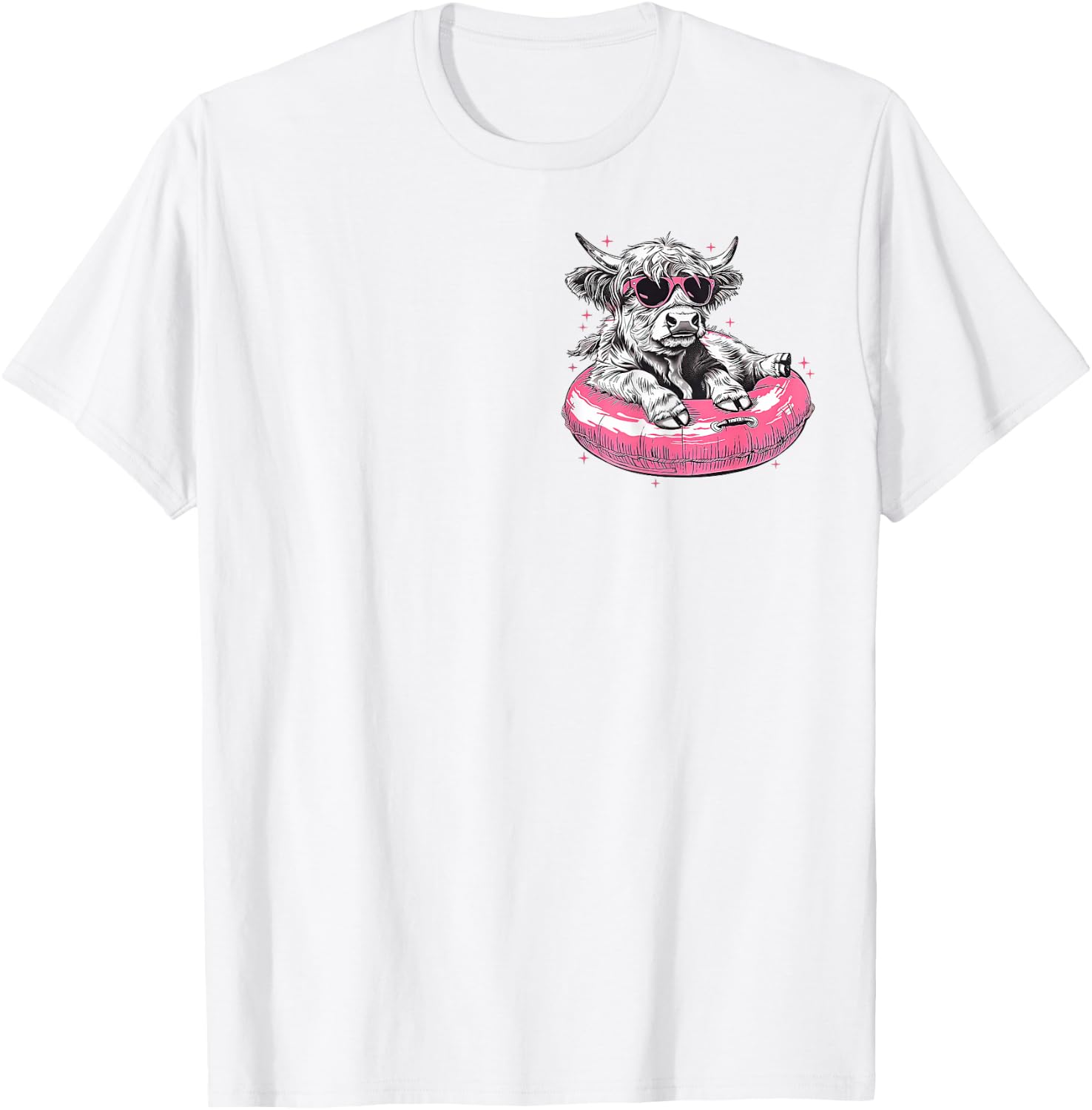 (2Sides Front+Back) Summer Vibes Highland Cow T-Shirt - T-Shirt | White