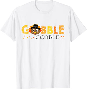 Adult and Kids Fall Shirts by RobustCreative Boys Thanksgiving & Christmas Cartoon Turkey Blue S T-Shirt - T-Shirt | White