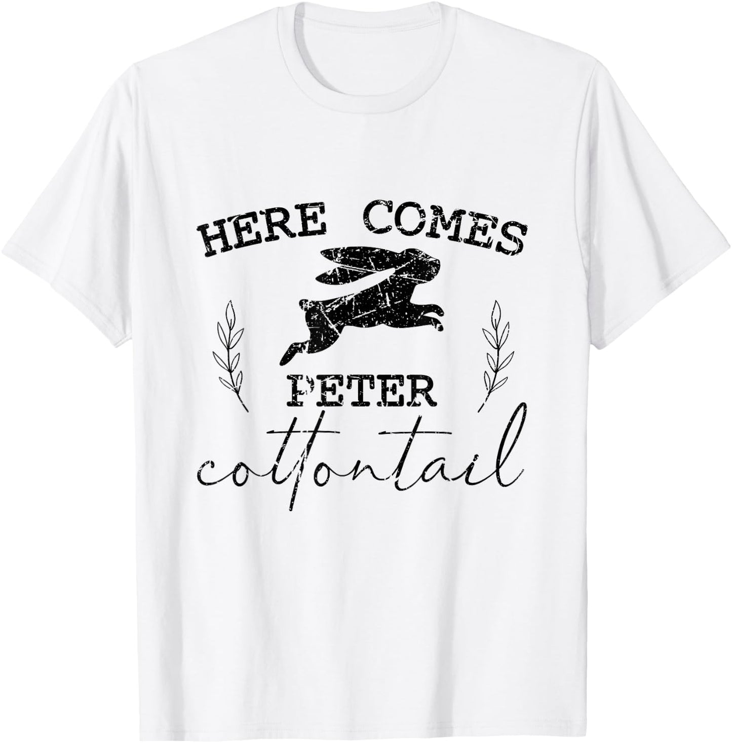 Here Comes Peter Cottontail Vintage Funny Springtime Easter T-Shirt - T-Shirt | White